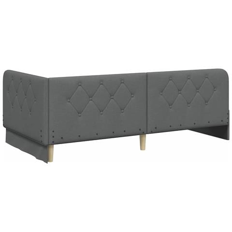 Cornice del letto ad angolo Grigio scuro 90 x 200 cm Tessuto - Foto 9