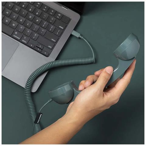 Combinato Telefonico Pop Retro Usb-c Con Microfono Per Chiamate E Videochiamate, Verde - Foto 4