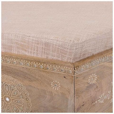 Sgabello In Legno Dipinta A Mano Con Cuscino Marrone 70x60x29h - Foto 7