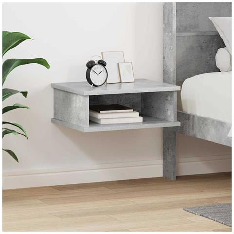 Comodino Grigio cemento 40 x 31 x 15 cm Legno multistrato - Foto 2