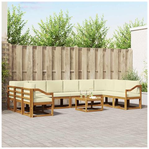 Set di divani da esterno con cuscino 11 pcs Naturale e Crema - Foto 2