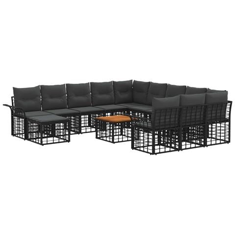 Set Divano da Giardino 13 pcs Nero e Grigio scuro polyrattan - Foto 1