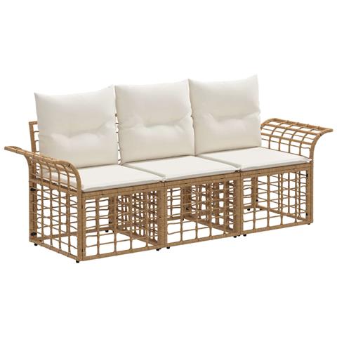Set di divani da esterno 3 pcs Naturale e Bianco Crema - Foto 1