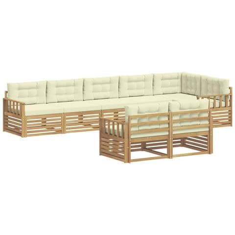 Set di divani da esterno 8 pcs Bianco e Crema Poliestere - Foto 1