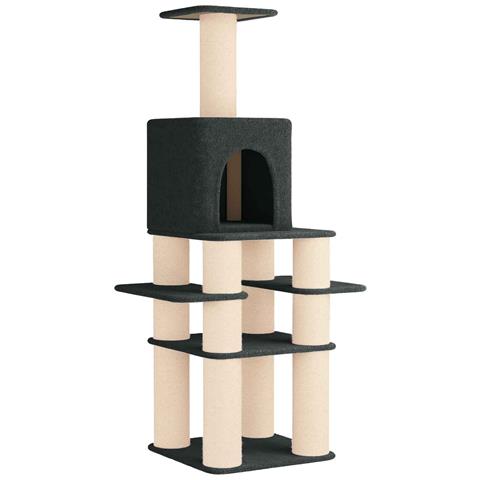 Albero per gatti con pali per graffiare in sisal Grigio Scuro - Foto 1