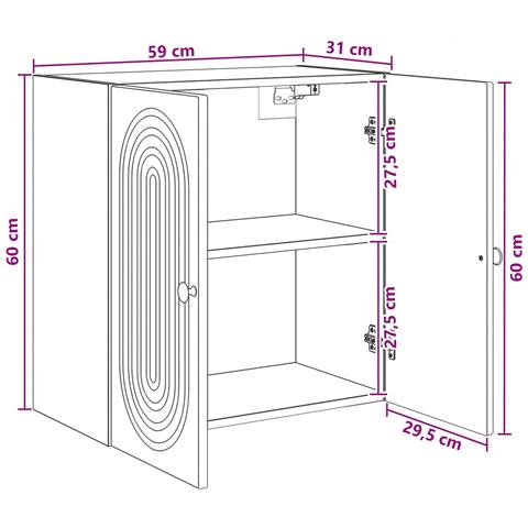 Mobiletto a muro Bianco 59 x 31 x 60 cm Legno ingegnerizzato - Foto 7