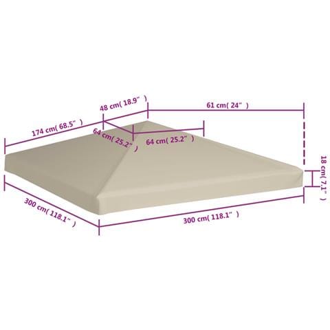 Copertura Superiore Per Gazebo 310 G / m² 3x3 M Marrone - Foto 6