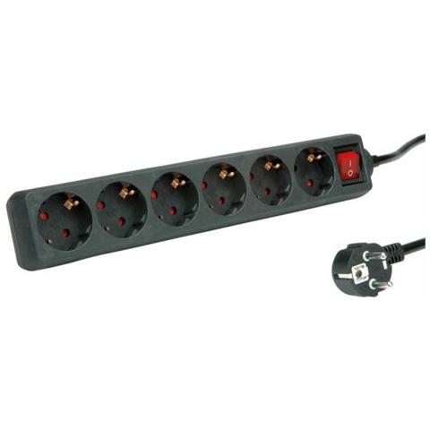 19.07.1077 Prolunghe E Multiple 10 M 6 Presa[ e] Ac Interno Nero (Power Strip 6way With Switch. Cee7/4 Outlet)  - Foto 1