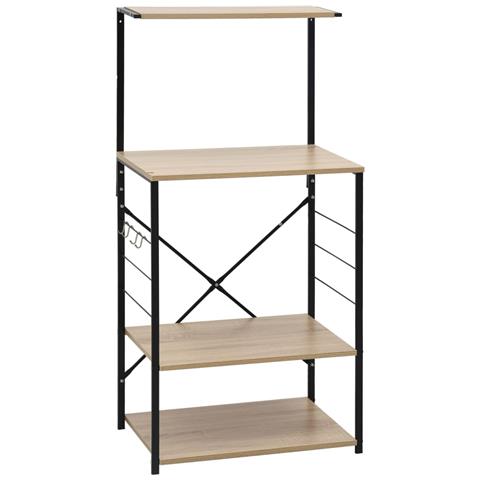 Mobile Microonde Nero e Rovere 60x39,6x123cm Legno Multistrato - Foto 1