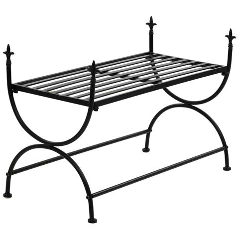Panca Stile Vintage in Metallo 83x42x55 cm Nero - Foto 2