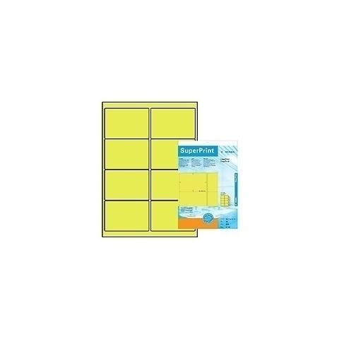 Labels luminouse yellow 99,1x67,7 SuperPrint 200 pcs. , Giallo, Labels / pack - 200 pcs. Sheets / pack - 25 pcs. , 99, 1 x 67, 7mm, A4 sheets, border on all sides - Foto 2