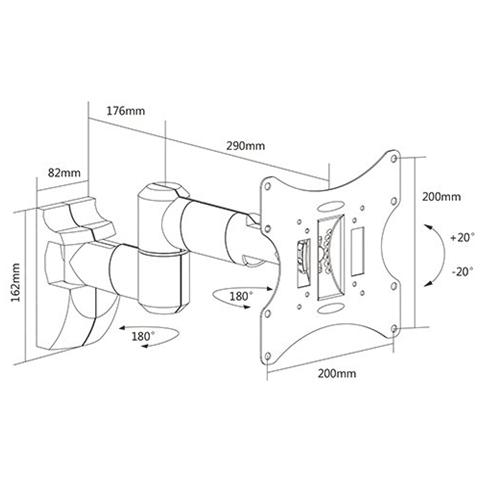 Supporto TV da Parete P-SWB503B-1 19-28" Portata Max 30 Kg - Foto 5