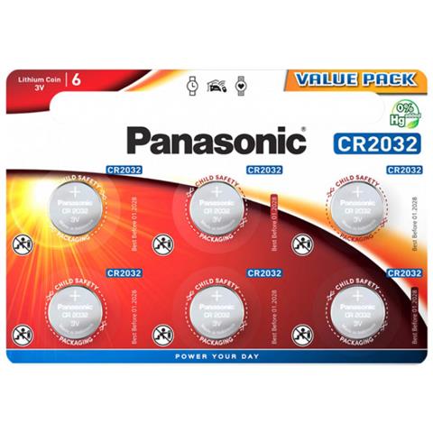 Batteria Al Litio Panasonic, Cr2032, Alimentazione Al Litio 3v, Blister (confezione Da 6) - Foto 2