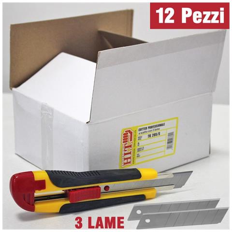Trincetto A Scatto Con 3 Lame Taglierino Cutter Professionale Scatola Da 12pz - Foto 1