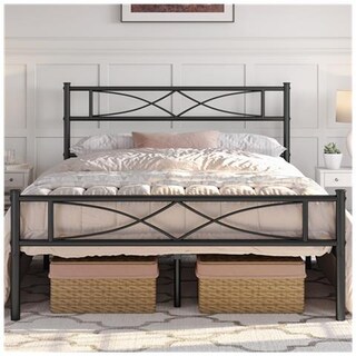 Shop At Home Sync Struttura Letto Matrimoniale In Metallo 45,7 Cm – Base A Doghe, Antiscivolo, Senza Molle, Spazio Sottostante