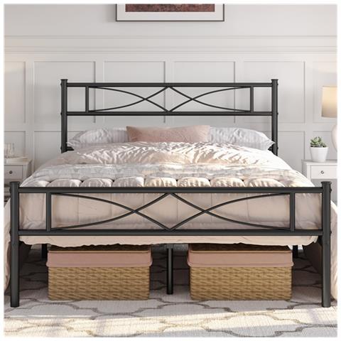 Shop At Home Sync Struttura Letto Matrimoniale In Metallo 45,7 Cm – Base A Doghe, Antiscivolo, Senza Molle, Spazio Sottostante