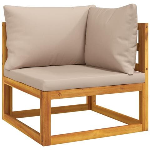 Set Salotto da Giardino 5pz con Cuscini Tortora Legno Massello - Foto 2