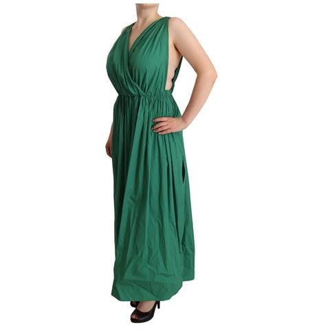 Abito Scollo A V Senza Maniche In Cotone Verde - It46-xl - Foto 2