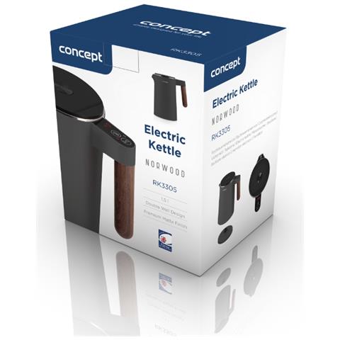 Bollitore RK3305 in Acciaio Inox con Controllo della Temperatura Funzione di Mantenimento in Caldo 1,5 l Potenza 1850-2200 W Color Nero - Foto 1