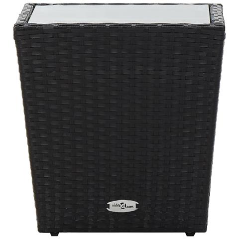 Set da Bistrot per Giardino 5pz Polyrattan Vetro Temperato Nero - Foto 10