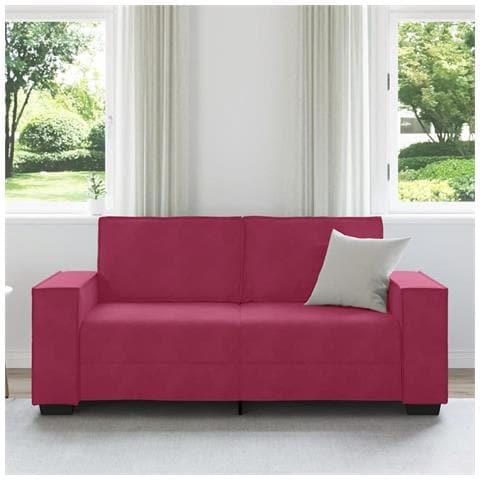 Divano a 2 Posti Rosso Vino 140 cm in Velluto - Foto 9