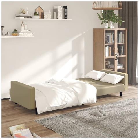 Divano Letto A 2 Posti Cappuccino In Similpelle - Foto 3