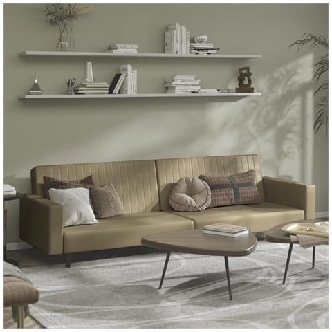 Divano Letto A 2 Posti Cappuccino In Similpelle - Foto 1