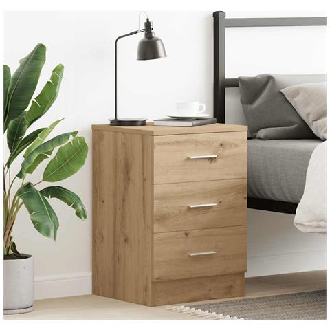 Comodino Rovere Artigianale 38x35x55 Cm In Legno Multistrato - Foto 3