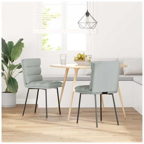 Sedie Da Pranzo 2 Pz Grigio Chiaro In Velluto - Foto 2