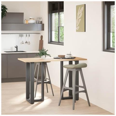 Gambe Tavolo Bar Forma T 2 Pz Antracite 40x35x(90-91)cm Acciaio - Foto 3