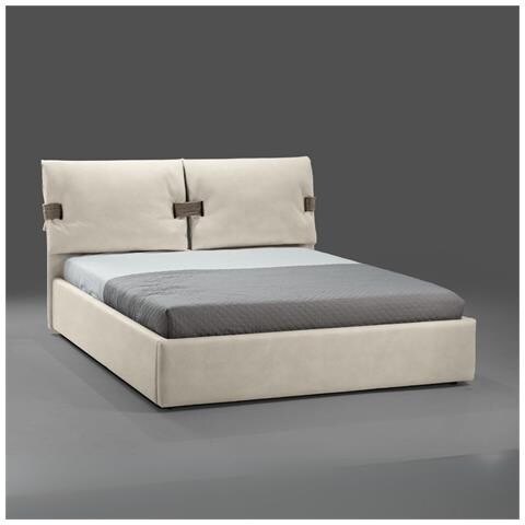 Letto Matrimoniale Contenitore Grenoble In Tessuto Barrel 04 Beige Con Particolari Barrel 21 Tortora - Foto 1