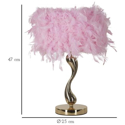 Lampada Da Tavolo Piume 4 - Rosa - Metallo - 25x25x47 Cm - Foto 6