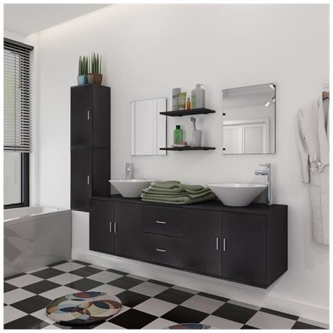 Set Mobili Da Bagno 11 Pz Con Lavabo E Rubinetto Nero - Foto 8