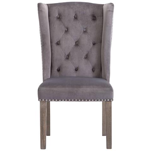 Sedia Da Pranzo Grigia In Velluto - Foto 2