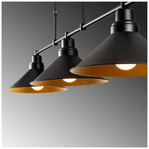 Erika Lampada A Sospensione Industreille A 3 Lampadine Nere - Foto 2