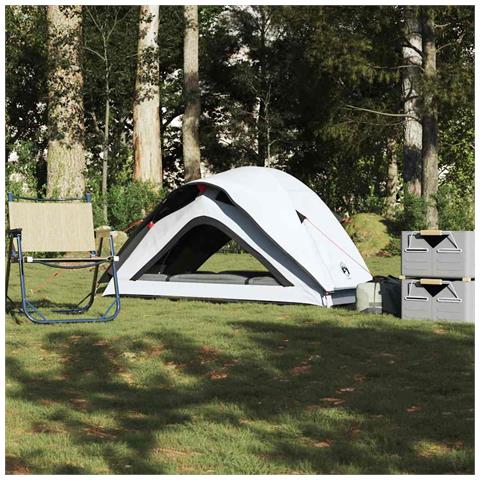 Tenda Campeggio 1 Persone Bianca Tessuto Oscurante Impermeabile - Foto 1