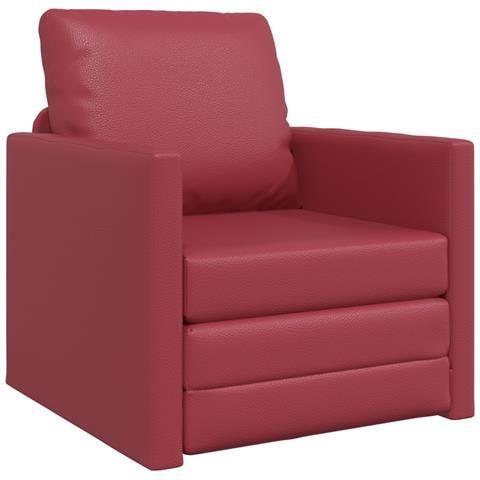 Divano Letto 2-in-1 Rosso Borgogna 74x77x81 cm Ecopelle - Foto 1