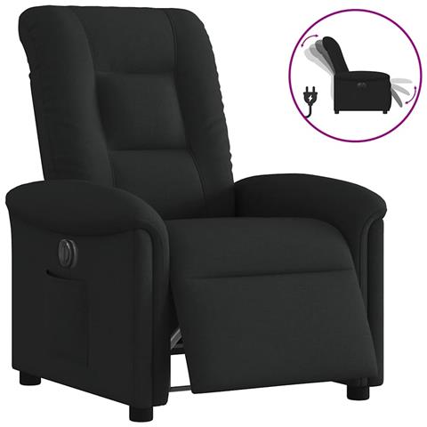 Poltrona Elettrica Reclinabile Nera in Tessuto - Foto 1