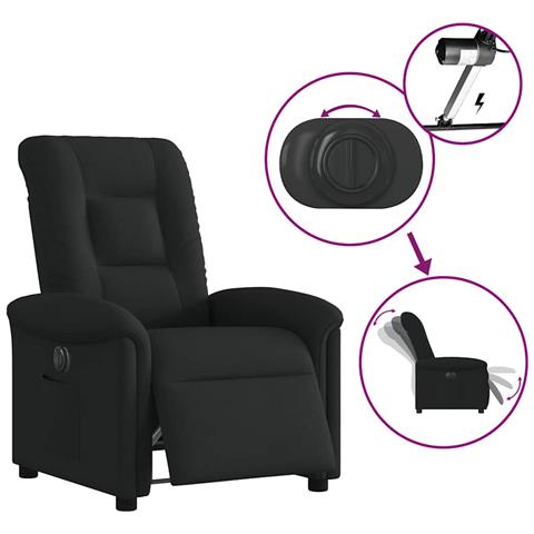 Poltrona Elettrica Reclinabile Nera in Tessuto - Foto 9