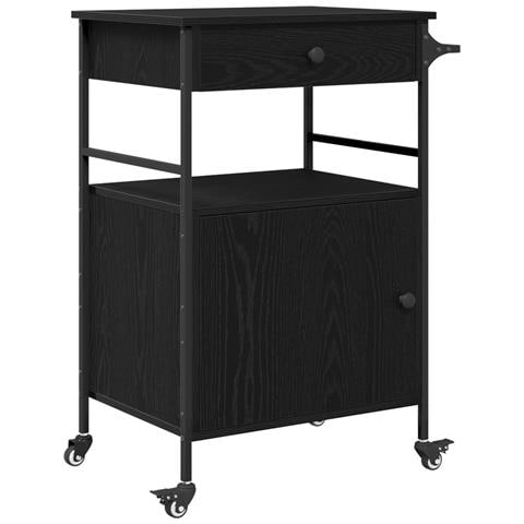 Carrello da Cucina Rovere Nero 56x43x89,5 cm Legno Ingegnerizzato - Foto 1