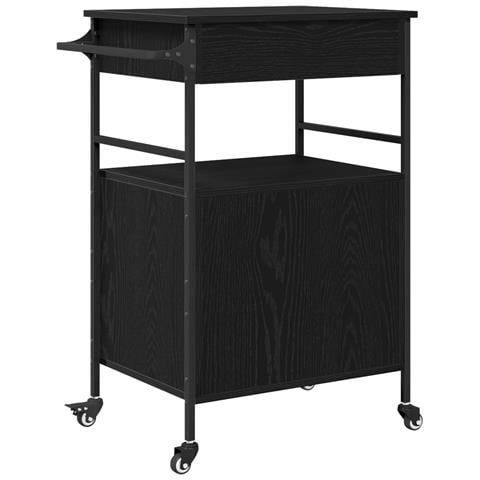 Carrello da Cucina Rovere Nero 56x43x89,5 cm Legno Ingegnerizzato - Foto 9