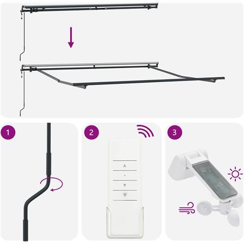 Tenda Retrattile Automatica Verde e Gialla 300x250 cm, Tessuto di Sostituzione per Tenda  per telaio 3x2,5 m Verde e Gialla - Foto 9