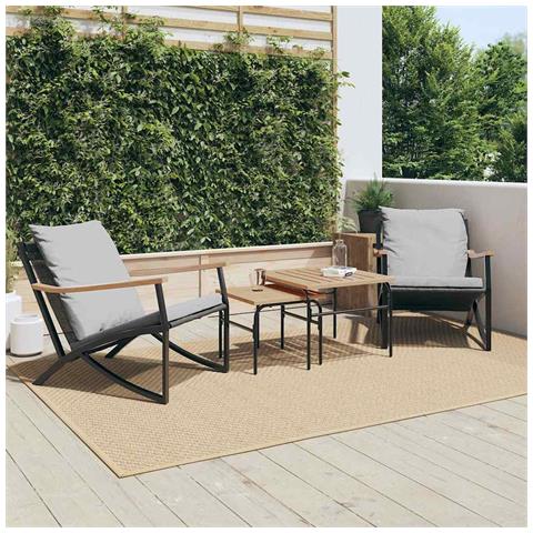 Set Mobili da Balcone 4 pz con Cuscini Nero in Acciaio - Foto 2