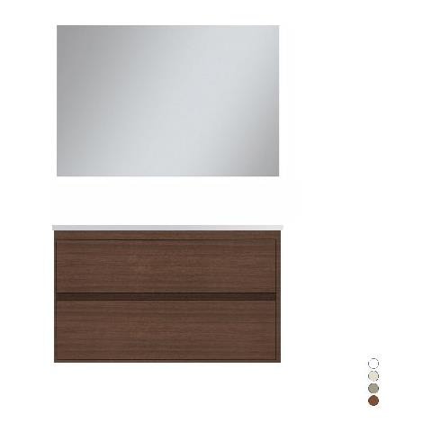 Composizione Mobile Bagno Sospeso Con Cassetti Cm 90 Mod. Elegance - Larice Bianco - Foto 1