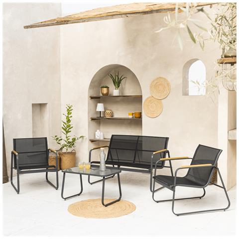 Set Di Mobili Da Giardino In Alluminio 4 Posti Antracite Tenerife - Foto 2