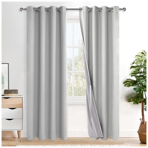 Tende Oscuranti A Doppio Strato Con Occhielli 2 Pezzi 260x140 Cm Grigio - Foto 1
