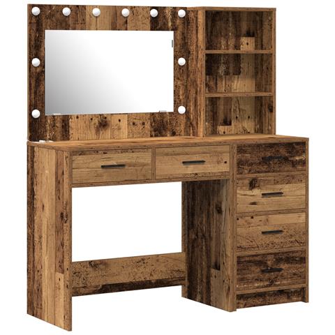 Set da Toeletta di 2 Pezzi con LED in Legno Vecchio - Foto 1