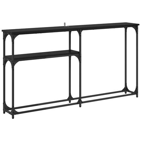 TavoloConsolle Rovere Nero 146 x 22.5 x 75 cm Legno multistrato - Foto 1