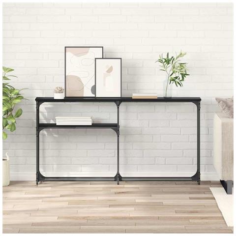 TavoloConsolle Rovere Nero 146 x 22.5 x 75 cm Legno multistrato - Foto 2