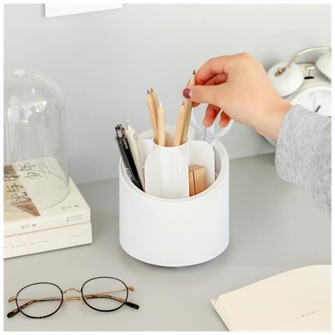 Organizzatore Porta Pennelli Da Trucco Bianco Con Coperchio - Contenitore Per Pennelli Cosmetici - Foto 5